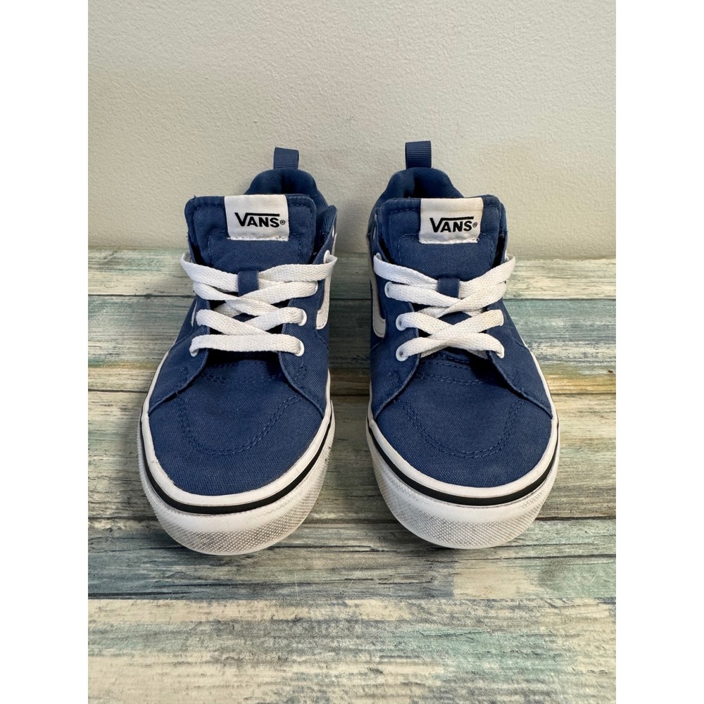 Vans Ward Low Top Navy Blue Checkered Canvas Sneakers Kids Youth Size 3.0